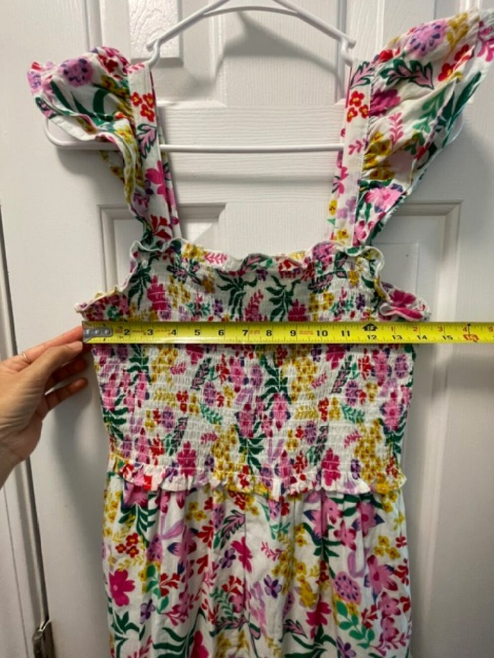 THML Women's Strap Floral Smocked Maxi Dress, Pink Green, Size M - Picture 8 of 8